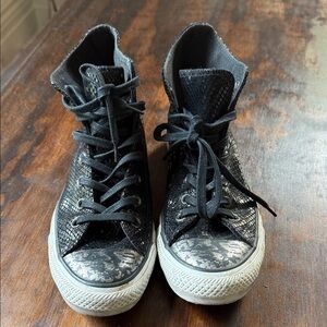 Textured Black High-Top Sneakers